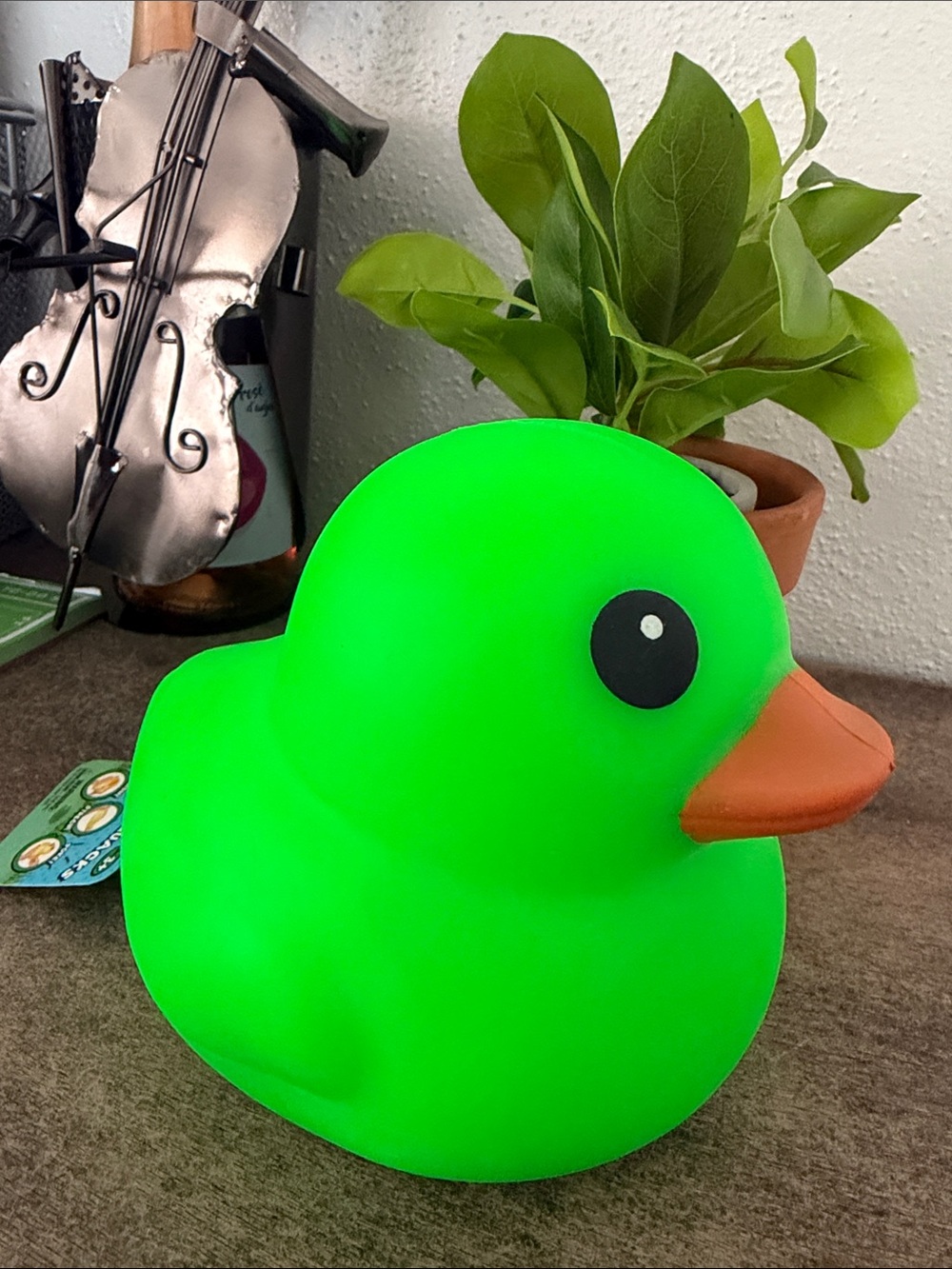 Neon Green Squishy Duck with Orange Beak viral